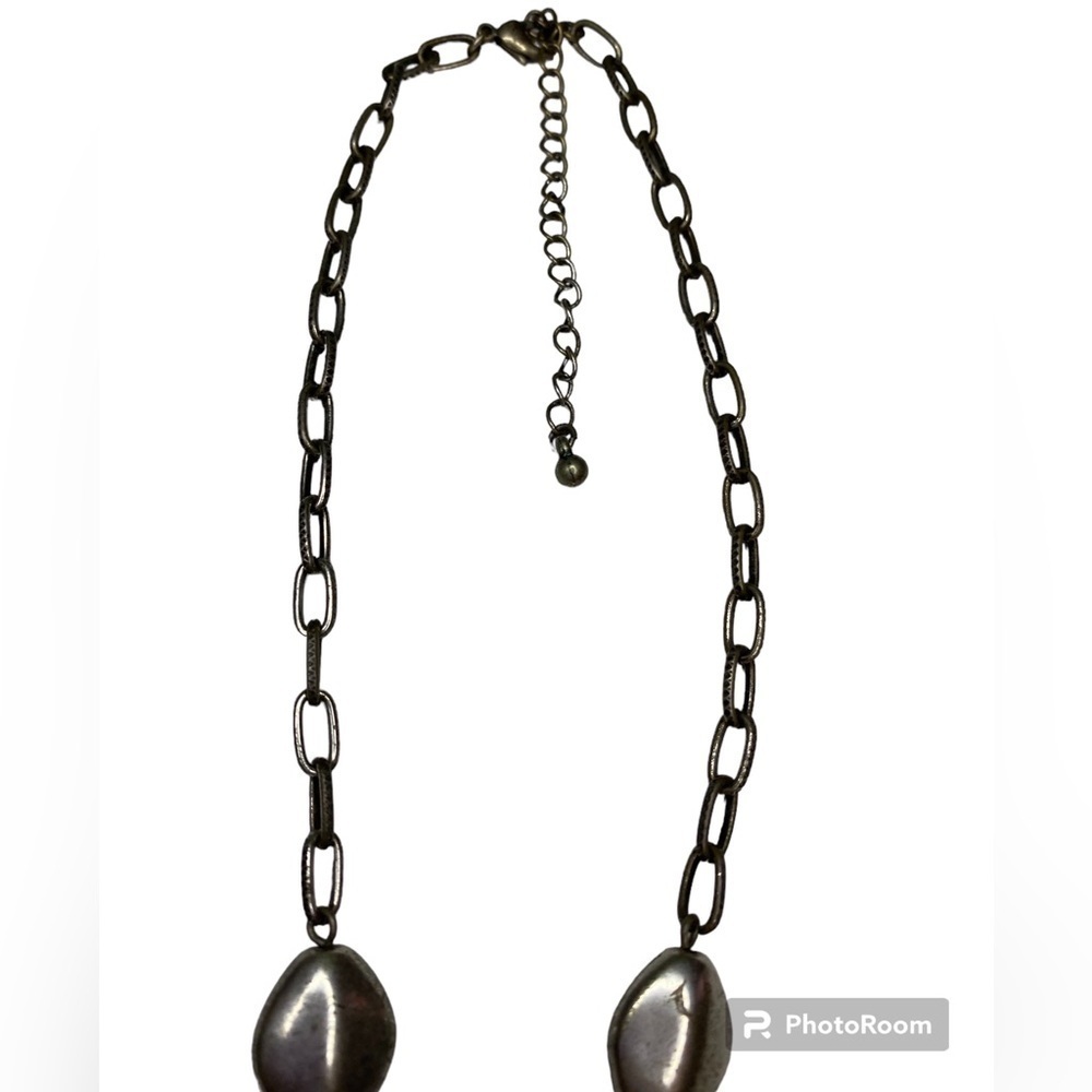 Necklace brown disk with dangle circles chain link lobster clasp closure. #12 9 - Picture 3 of 3